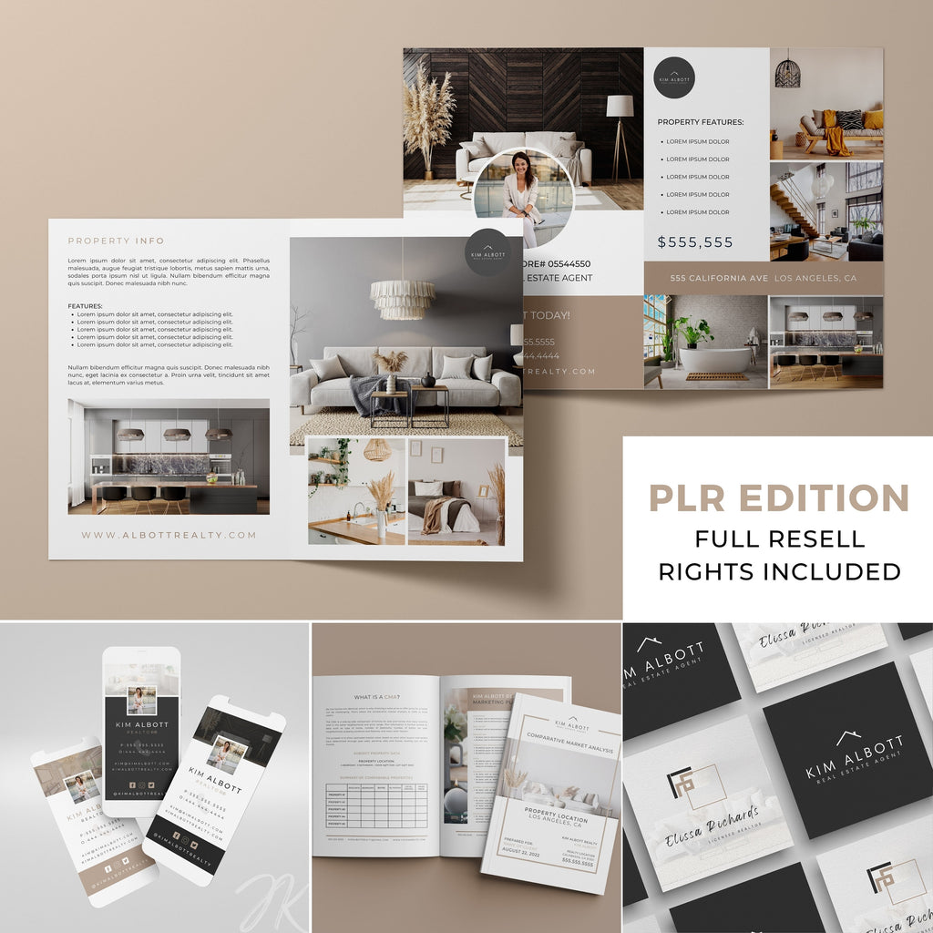 PLR Real Estate Marketing Templates: Canva Branding Bundle