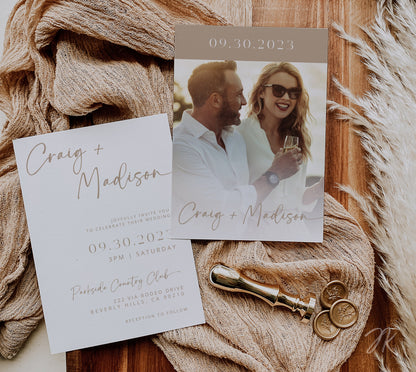 BOHO Wedding Invite Bundle | Editable Wedding Stationery | Minimalist Beige and  White Wedding | Boho Bride | Modern Wedding | Save the Date