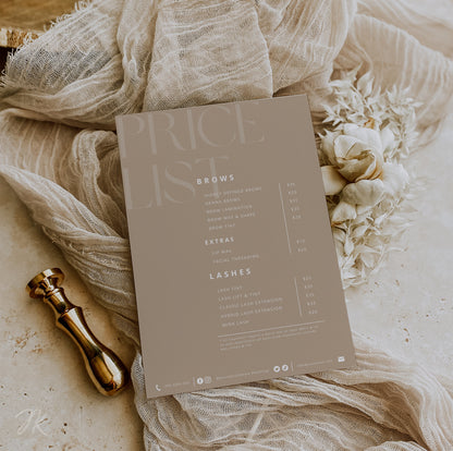 Boho Business Bundle | All-in-One Small Business | Boho Canva PRO Templates, DIY Cards, Price List, and Gift Certificates | Boho Beige White