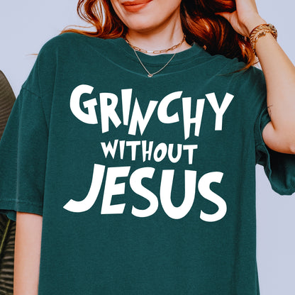 Christian Christmas Gift: Grinchy Glitter Text Funny Christmas PNG Bundle of 2 | Grinchy Without Jesus | Holiday Sublimation | Ornament PNG