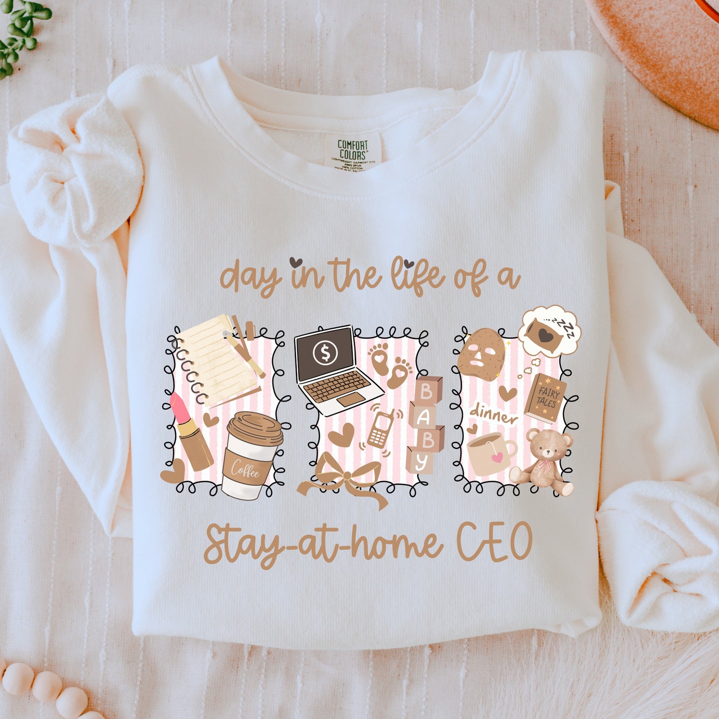 Day in the Life of a Stay-at-Home CEO PNG | Mom Boss Aesthetic Sublimation | Baby Coffee Laptop Clipart | Motherhood Business Shirt Design