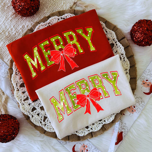 Trendy Distressed Merry Polka Dot PNG | Coquette Bow Christmas Design