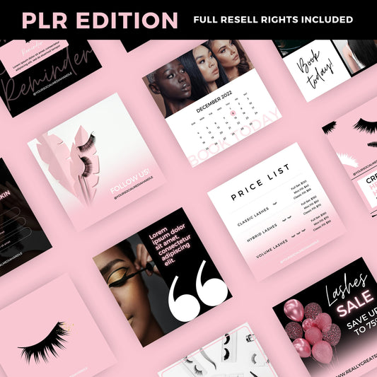 PLR/MRR Beauty Business Instagram Social Media PLR Bundle | Master Resell Rights DIY Lash Hair Nails | DIY Beauty Logo | Beauty Business