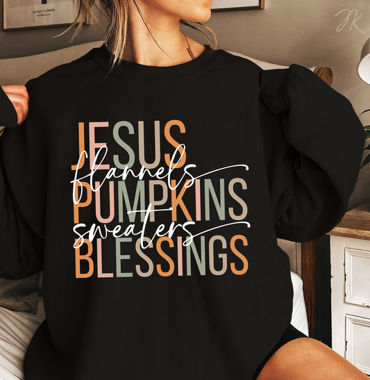 Jesus Flannels Pumpkins Sweaters Blessings | Retro Fall Sublimation | Christian PNG | Fall Shirt DIY | Png Sublimation | Cricut Cut File