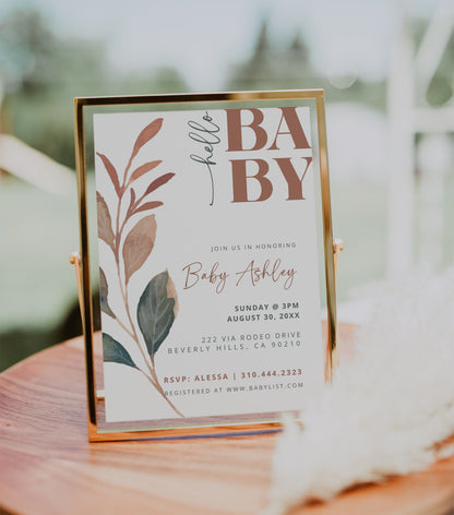 Boho Floral Baby Shower Invitation Bundle | Editable Watercolor Baby Shower Invite Card | Printable Girl Invitation Suite | Digital Download