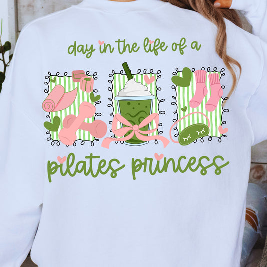 Day in the Life Pilates Princess PNG | Preppy Wellness Aesthetic Sublimation | Reformer Matcha Grip Socks Clipart | Coquette Fitness Girl