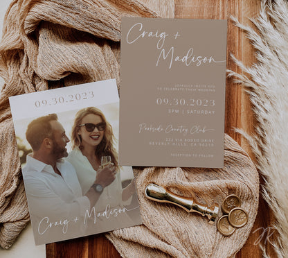 BOHO Wedding Invite Bundle | Editable Wedding Stationery | Minimalist Beige and  White Wedding | Boho Bride | Modern Wedding | Save the Date