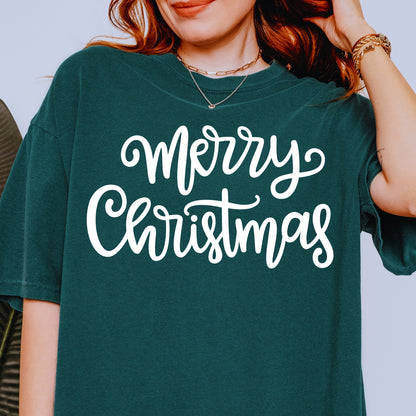Retro Merry Christmas Script PNG Bundle | Vintage Christmas Lettering PNG | Holiday Sublimation | Retro Xmas Shirt Design Digital Download
