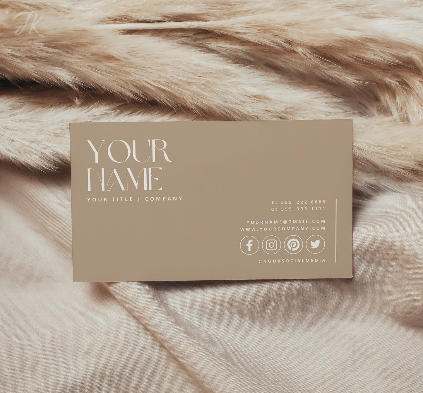 Boho Business Card DIY Canva Template | Printable Card | Beige Small Business | Business Branding | Minimal Business Card | INSTANT DOWNLOAD