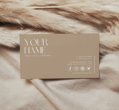 Boho Business Card DIY Canva Template | Printable Card | Beige Small Business | Business Branding | Minimal Business Card | INSTANT DOWNLOAD