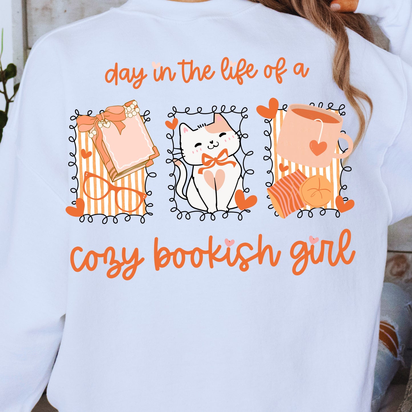 Day in the Life of a Cozy Bookish Girl PNG | Fall Reader Aesthetic Sublimation File | Books Coffee Cat Clipart | Cute Introvert Shirt Design