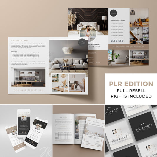 PLR/MRR Luxury Modern Real Estate Marketing Templates PLR Bundle for Realtors