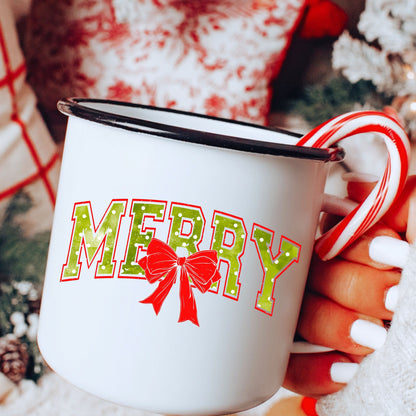 Trendy Distressed Merry Polka Dot PNG | Coquette Bow Christmas Design