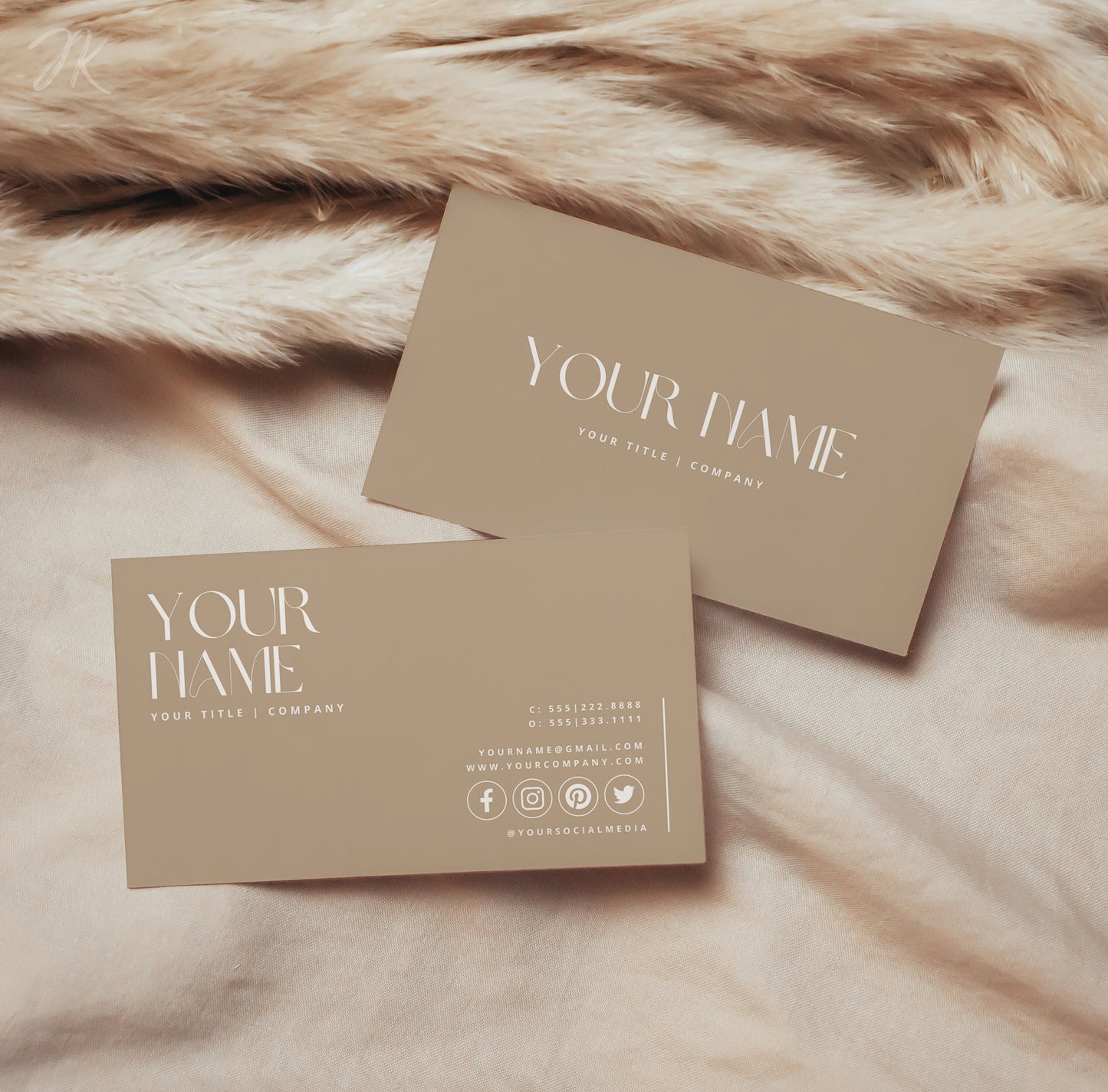 Boho Business Card DIY Canva Template | Printable Card | Beige Small Business | Business Branding | Minimal Business Card | INSTANT DOWNLOAD