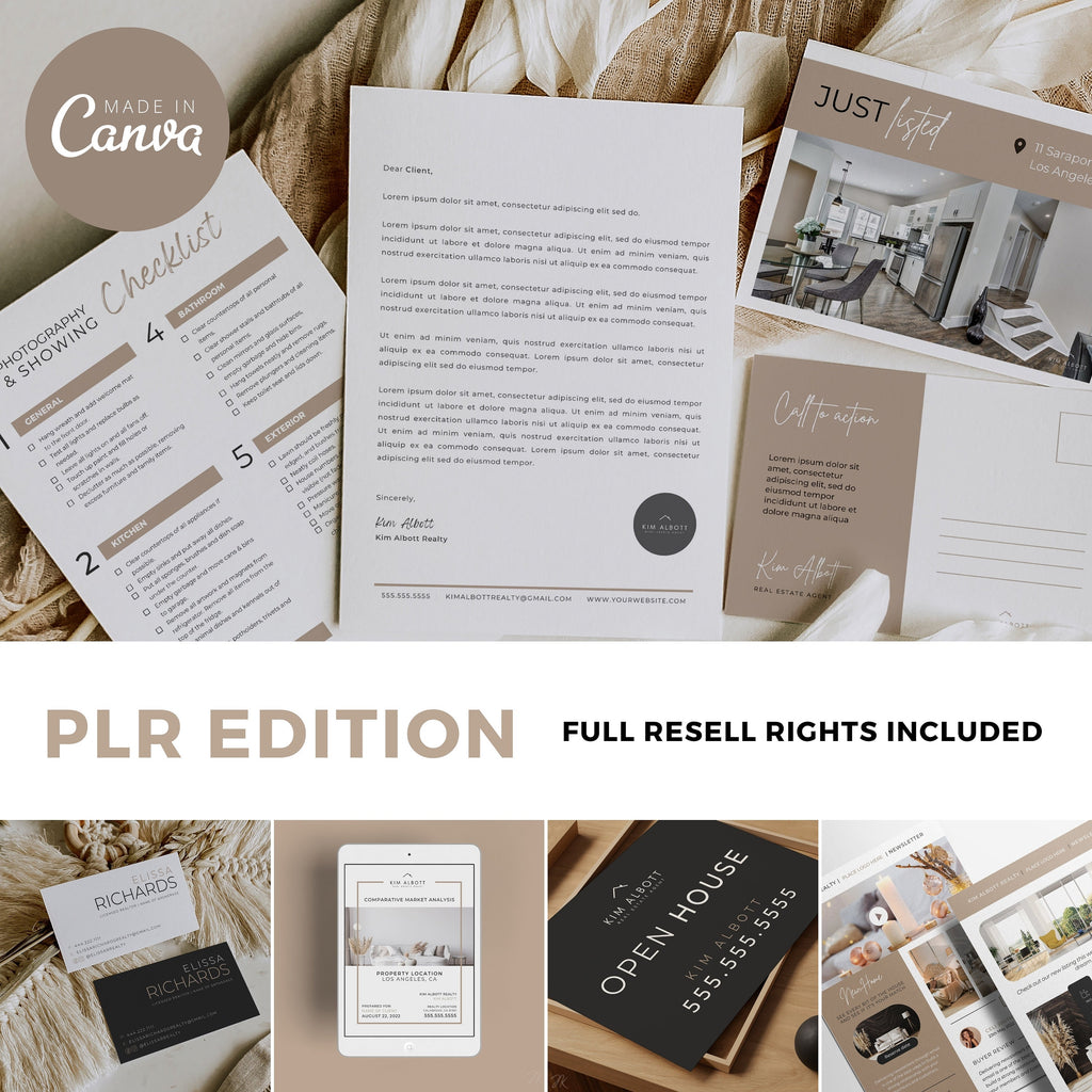 PLR Real Estate Marketing Templates: Canva Branding Bundle