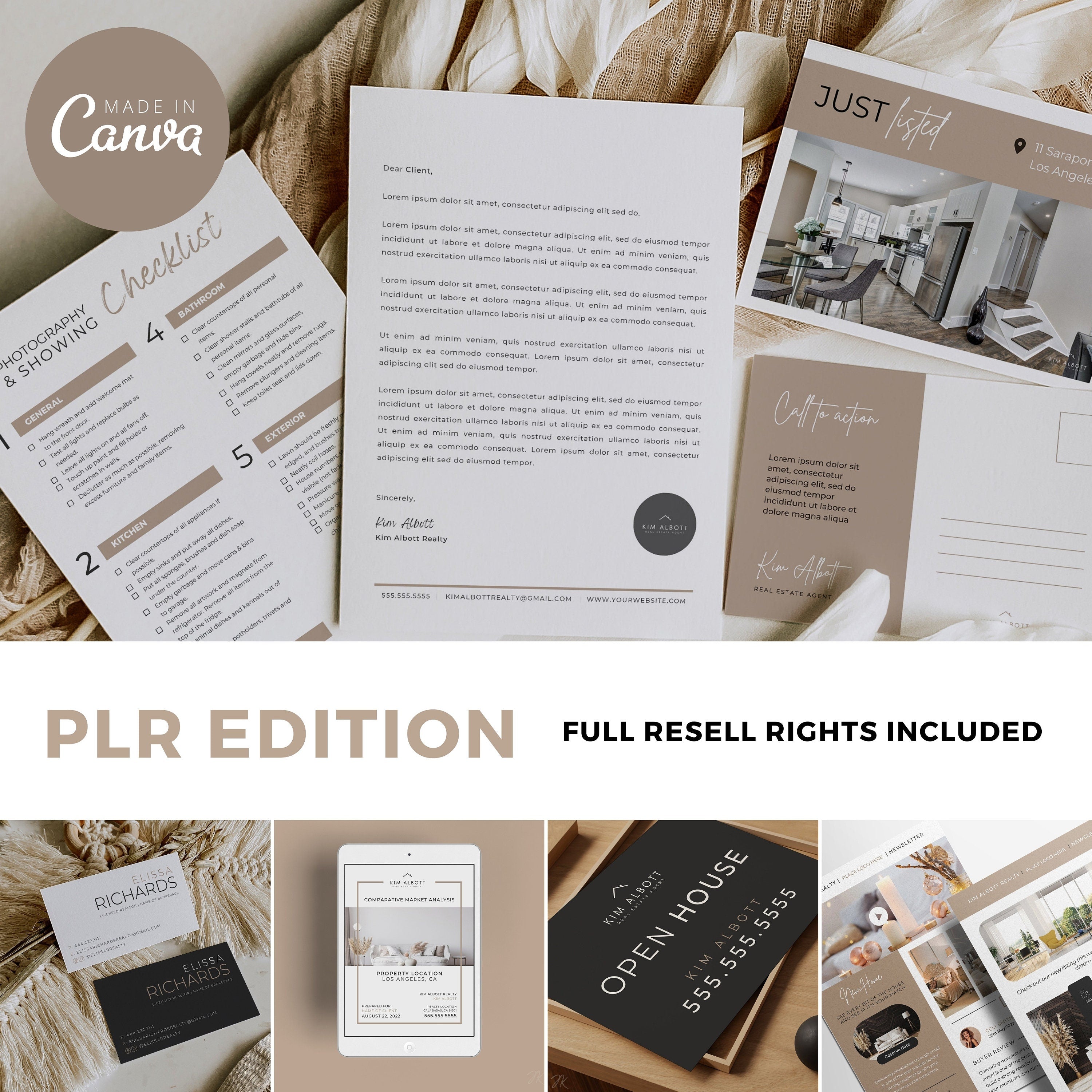 PLR Real Estate Marketing Templates: Canva Branding Bundle