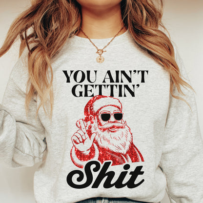You Ain’t Gettin’ Shit Santa PNG Bundle | Faux Red Glitter Christmas Design | Funny Holiday Sublimation | White + Black DIY Digital Download