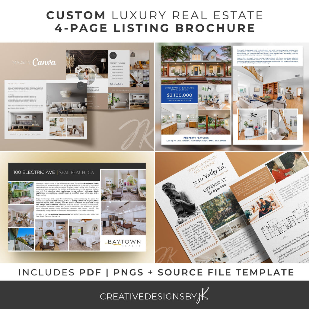 Custom Luxury Real Estate Brochure | 4-Page Modern Realtor Marketing (Canva Template)