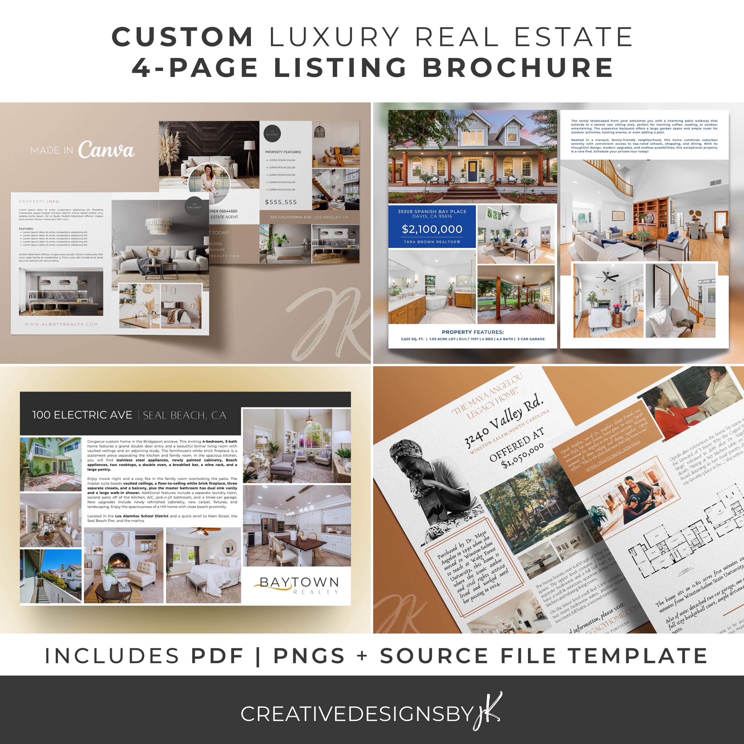 Custom Luxury Real Estate Brochure | 4-Page Modern Realtor Marketing (Canva Template)