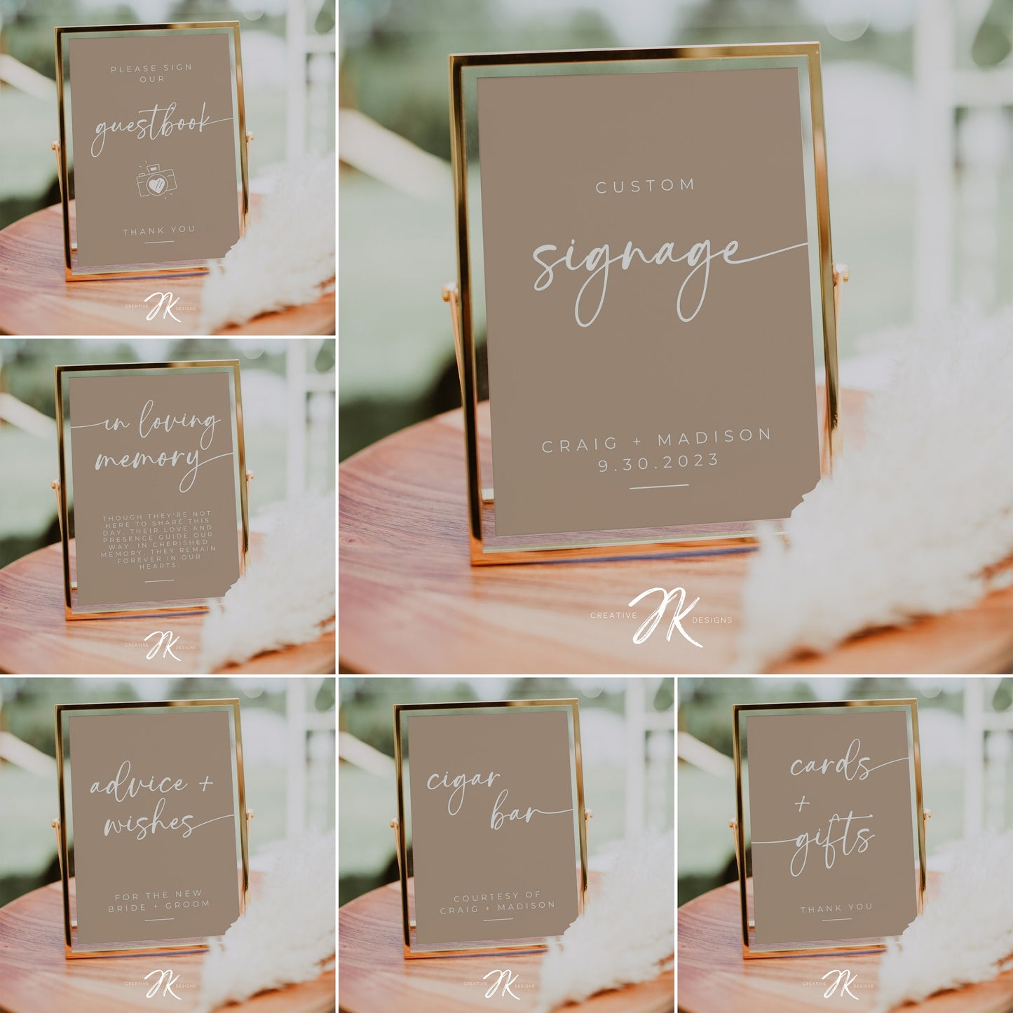 BOHO Wedding Decor Sign Mega Bundle | Beige and White Wedding | Editable CANVA PRO Templates | Signature Drinks | Honeymoon Fund | Invites