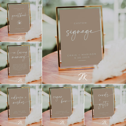 BOHO Wedding Decor Sign Mega Bundle | Beige and White Wedding | Editable CANVA PRO Templates | Signature Drinks | Honeymoon Fund | Invites