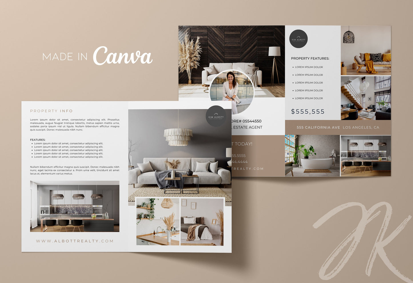 Luxury 4 Page A4 Real Estate Listing Brochure | Editable Property Listing Template | Real Estate Feature Sheet Canva Template | Real Estate Marketing Boho