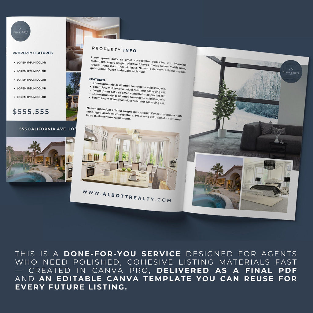 Custom Luxury Real Estate Brochure | 4-Page Modern Realtor Marketing (Canva Template)