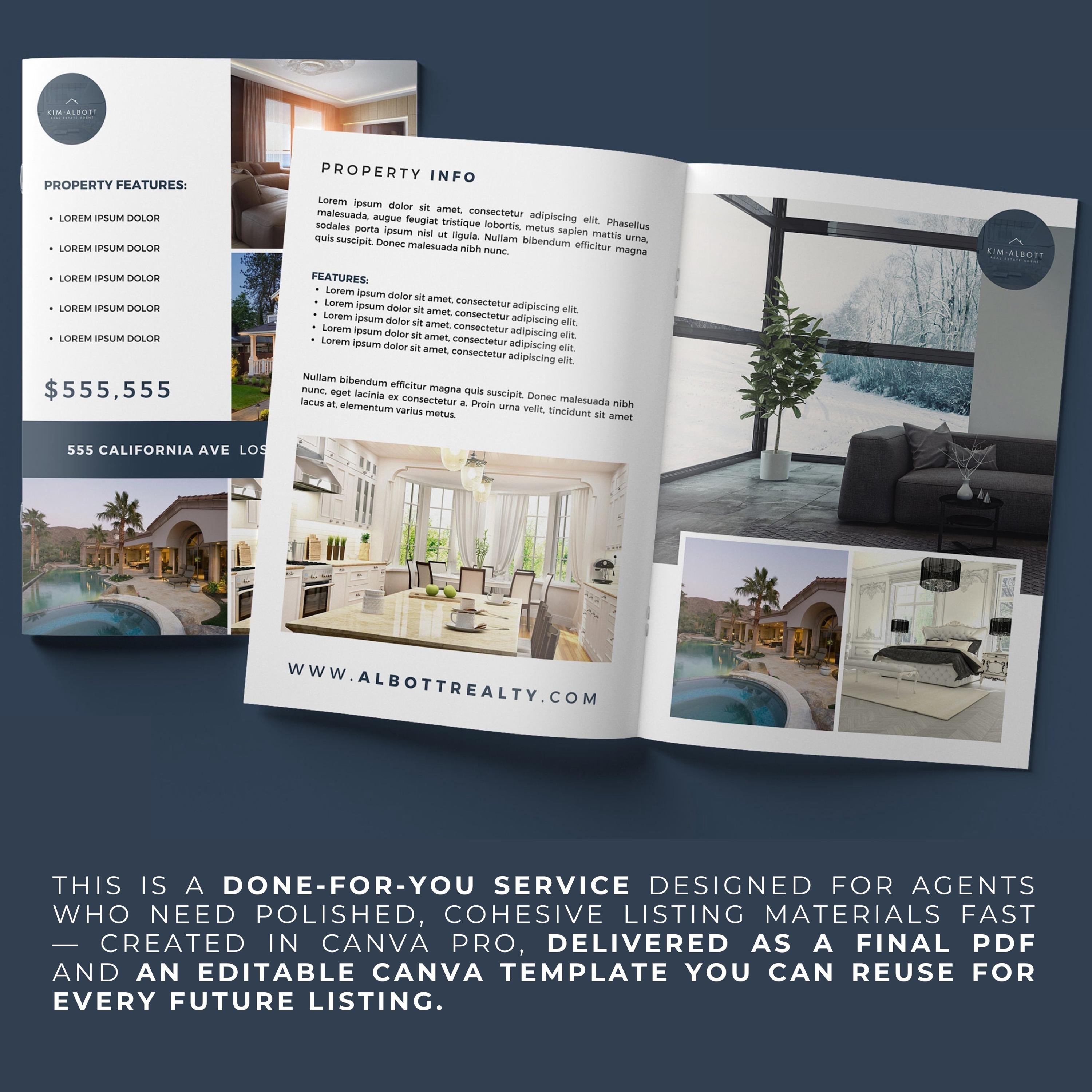 Custom Luxury Real Estate Brochure | 4-Page Modern Realtor Marketing (Canva Template)