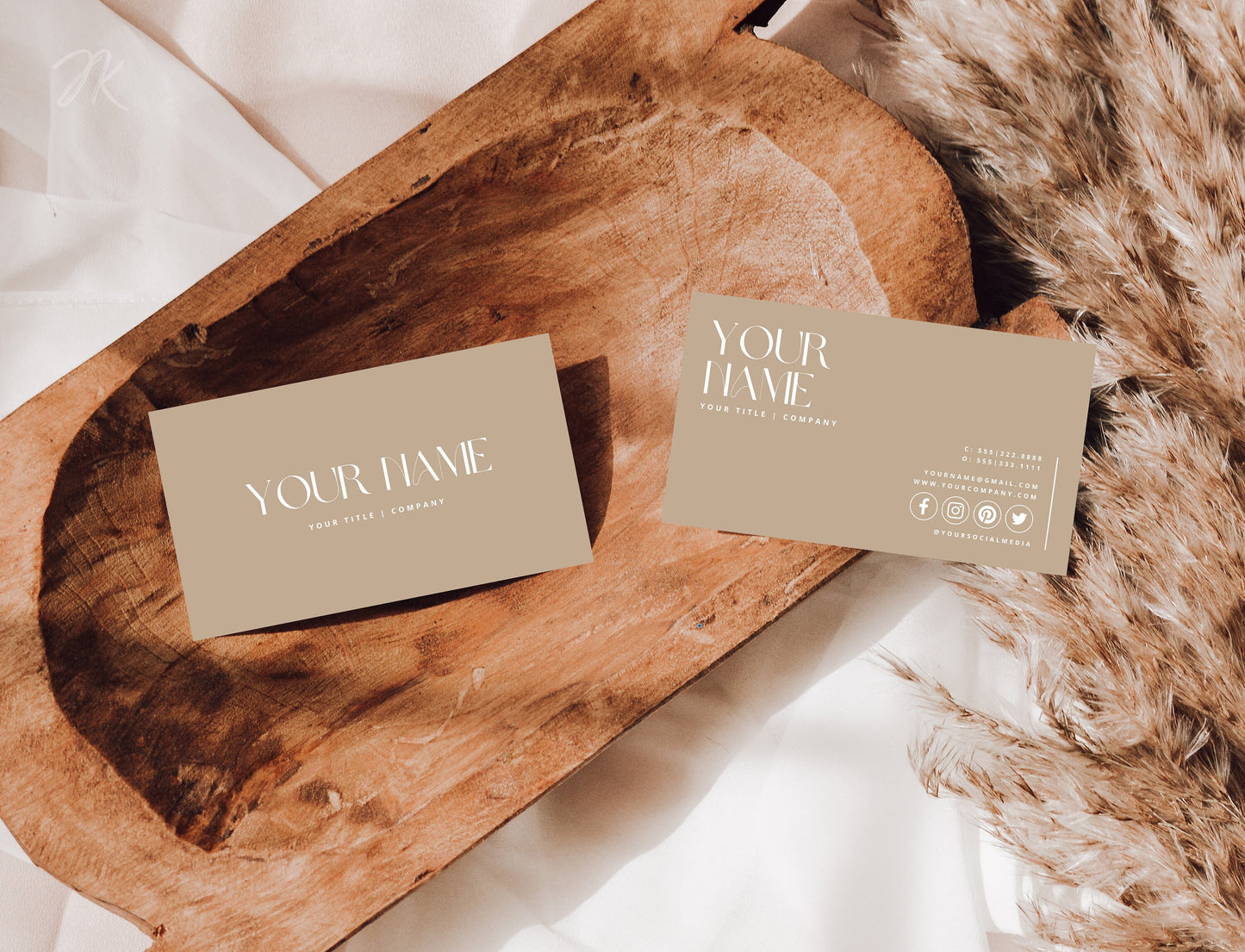 Boho Business Card DIY Canva Template | Printable Card | Beige Small Business | Business Branding | Minimal Business Card | INSTANT DOWNLOAD