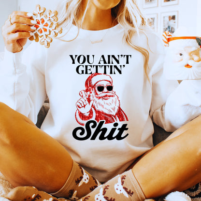 You Ain’t Gettin’ Shit Santa PNG Bundle | Faux Red Glitter Christmas Design | Funny Holiday Sublimation | White + Black DIY Digital Download