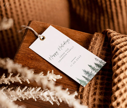 Happy Holidays Tags Bundle | DIY Christmas Tag | Editable Printable Christmas Gift Tag | Boho Tags Bundle Winter Family | INSTANT DOWNLOAD