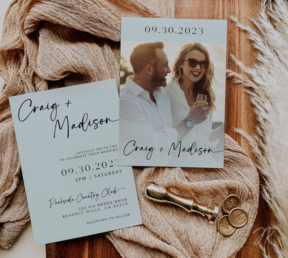MINT Black Wedding Invite Bundle | Editable Wedding Stationery | Minimalist Beige and  White Wedding | Boho Modern Wedding | Save the Date