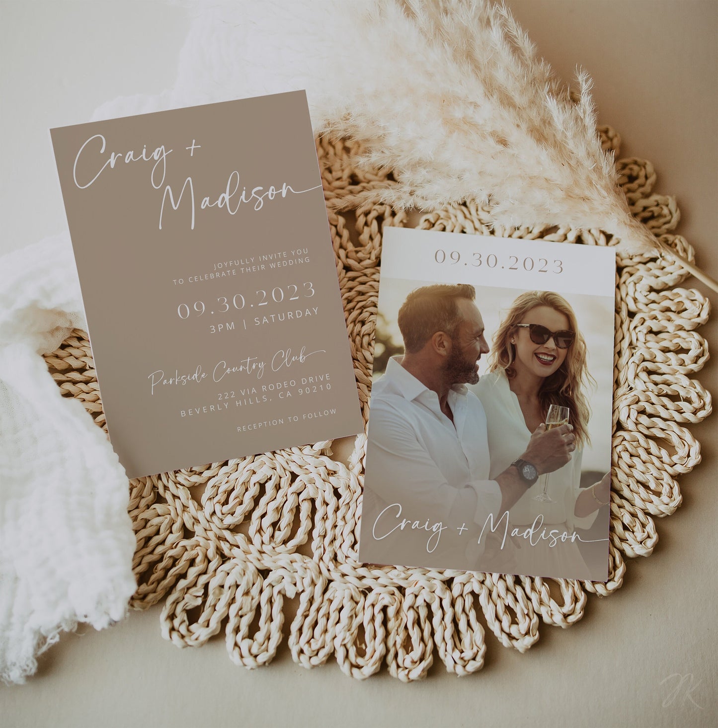 BOHO Wedding Invite Bundle | Editable Wedding Stationery | Minimalist Beige and  White Wedding | Boho Bride | Modern Wedding | Save the Date