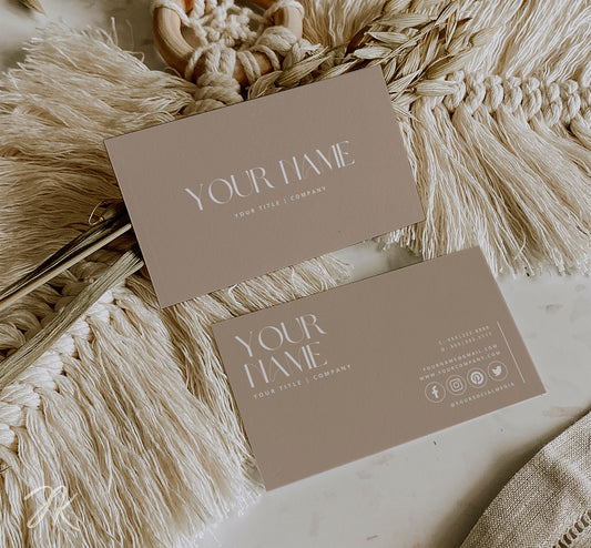 Boho Business Card DIY Canva Template | Printable Card | Beige Small Business | Business Branding | Minimal Business Card | INSTANT DOWNLOAD