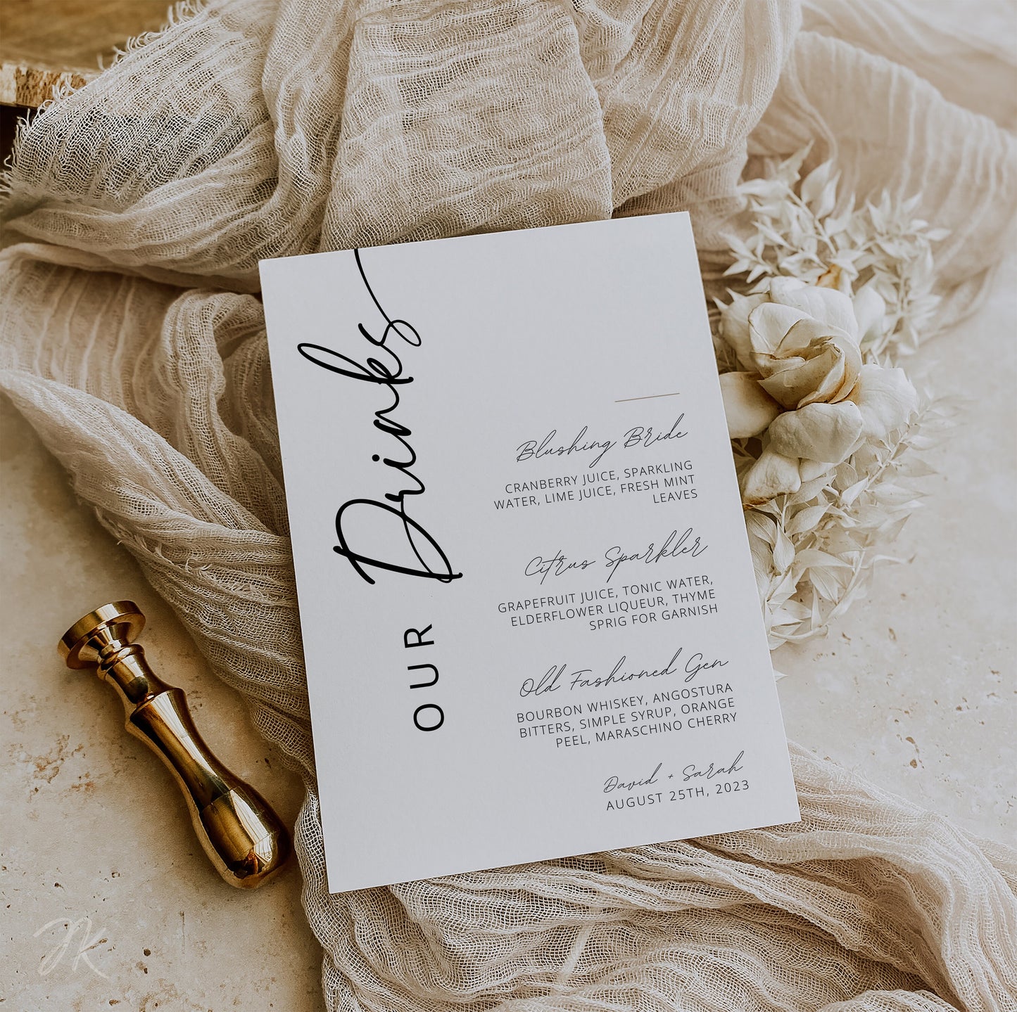 Minimalist Our Wedding Menu and Drinks Set | Modern Wedding Stationery Bundle | Editable Canva Template | Printable Reception Decor DIY Card