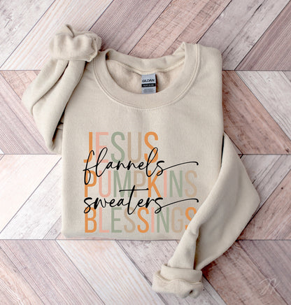Jesus Flannels Pumpkins Sweaters Blessings | Retro Fall Sublimation | Christian PNG | Fall Shirt DIY | Png Sublimation | Cricut Cut File