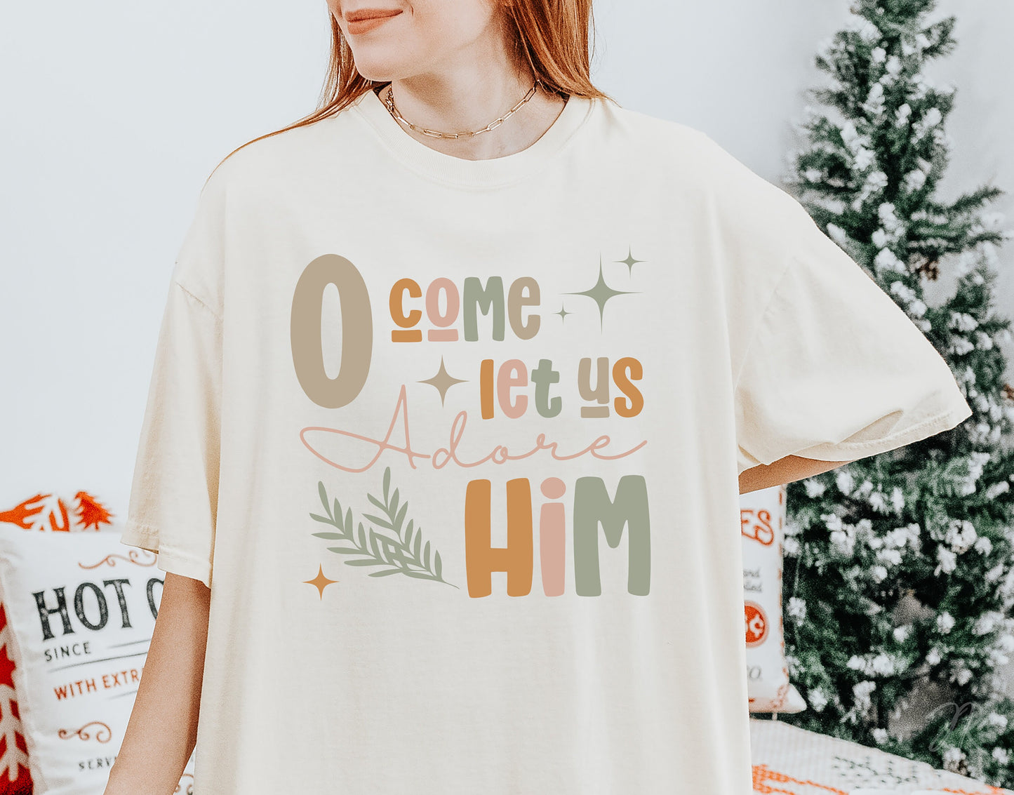 O Come Let Us Adore Him SVG PNG | Christmas Png | Christian Designs | Boho Christmas | Boho Designs | POD Commercial Use | Digital Download