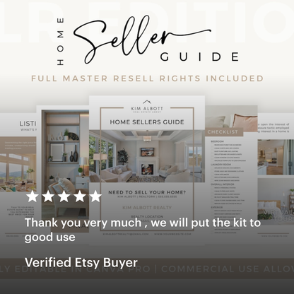 PLR Real Estate Buyer Seller Guide Bundle | Realtor Home Selling and Buying | Master Resell Rights | Editable Realtor Template | Canva Pro