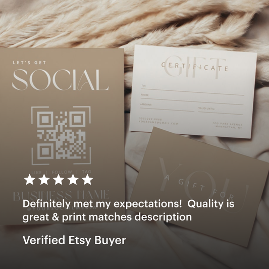 Boho Business Vol.2 Bundle | All-in-One Small Business Boho Canva Templates, DIY Cards, Price List, Logos and Gift Certificates | Boho Beige