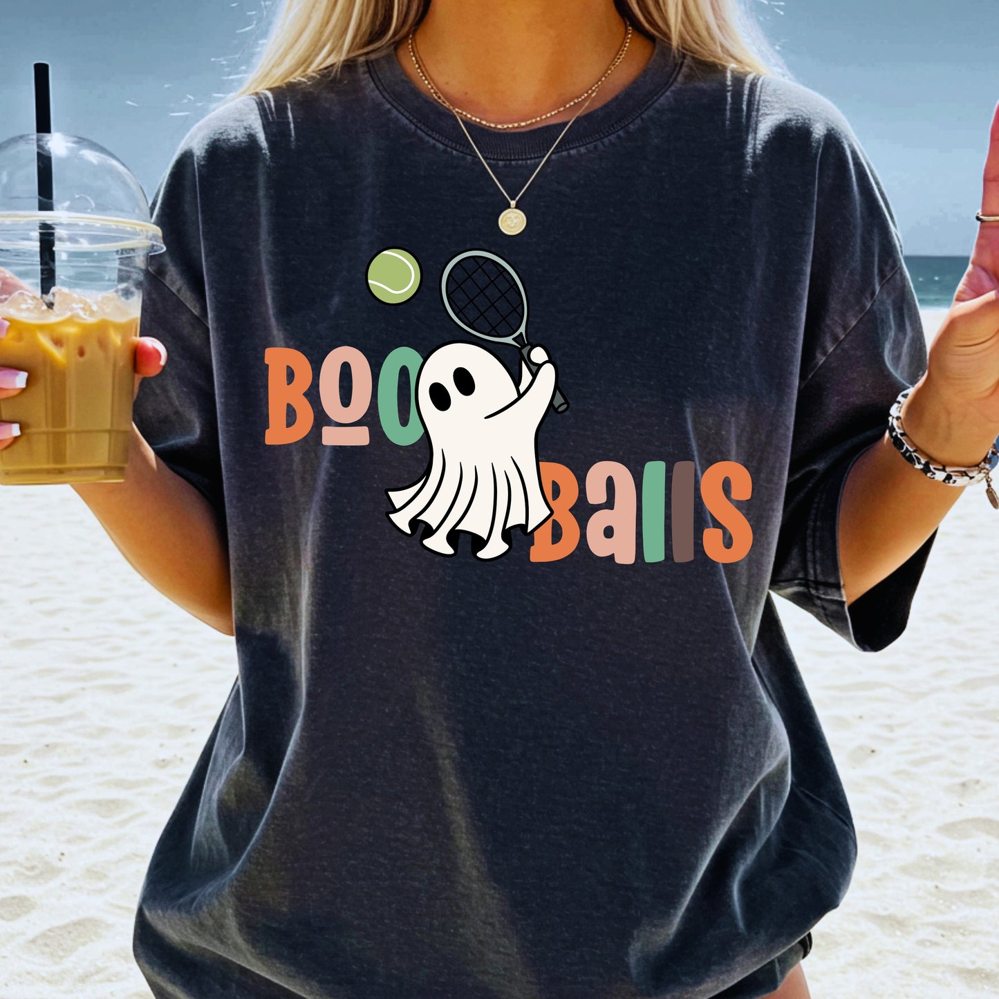 Retro Boo Balls Tennis Ghost PNG | Funny Halloween Tennis Shirt Design | Cute Spooky Sublimation | Retro Ghost Sweatshirt | Fall Sports Gift
