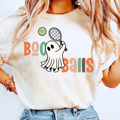 Retro Boo Balls Tennis Ghost PNG | Funny Halloween Tennis Shirt Design | Cute Spooky Sublimation | Retro Ghost Sweatshirt | Fall Sports Gift