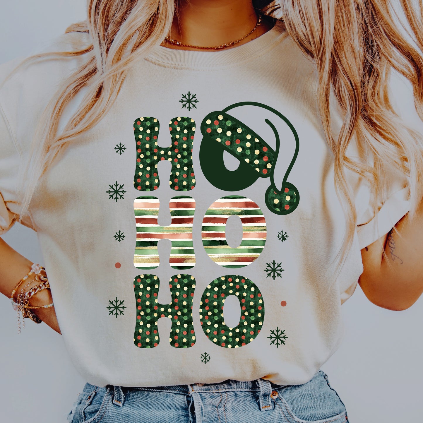 Retro Christmas Ho Ho Ho PNG Bundle | Santa Hat Holiday Typography | Christmas Shirt Sublimation | Digital Download