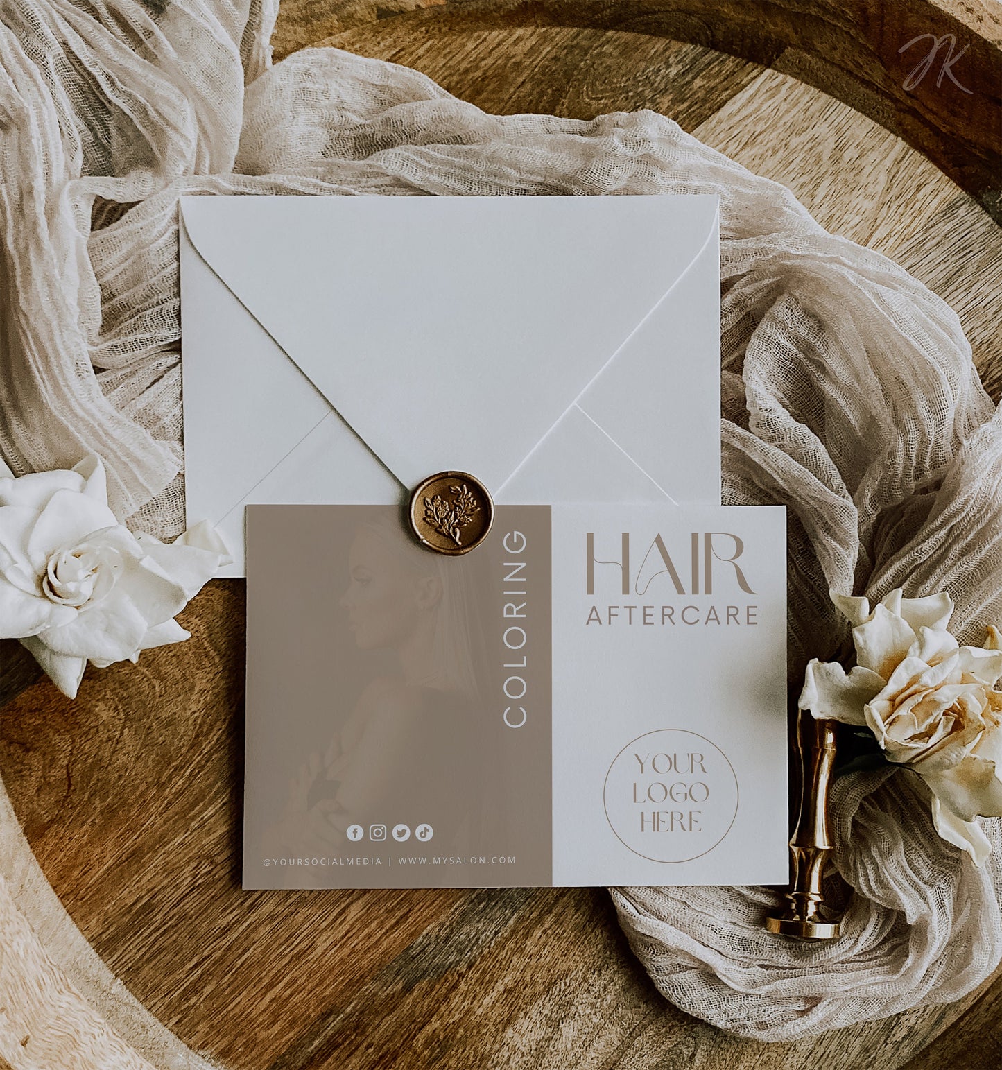 Boho Aftercare Card Bundle, Salon Color Instructions, Editable Boho Card, Salon Card, Black and White Colour Templates, Boho Beige DIY Canva