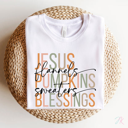 Jesus Flannels Pumpkins Sweaters Blessings | Retro Fall Sublimation | Christian PNG | Fall Shirt DIY | Png Sublimation | Cricut Cut File