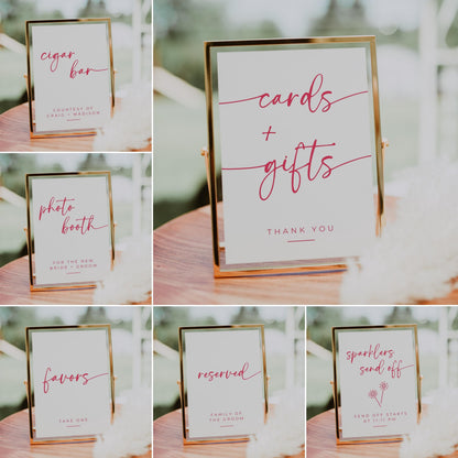PINK WHITE Wedding Signs MEGA Bundle | Pink and White Wedding | Editable Canva Pro Templates | Signature Drinks | Honeymoon Fund | 5x7 8x10