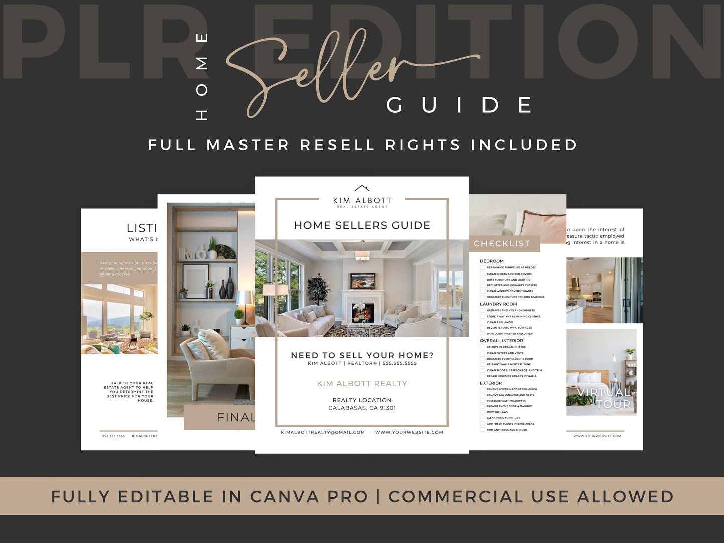PLR/MRR Real Estate Seller Guide | Realtor Home Selling | Master Resell Rights MRR | Home Sale Guide | Real Estate Marketing Template CANVA Pro