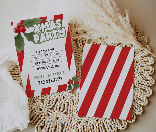 Christmas Party Invite Bundle | Red and Green Holiday Cards | Festive Canva Pro | Modern Party Invitation Suite | DIGITAL DOWNLOAD | 5 x 7 IN