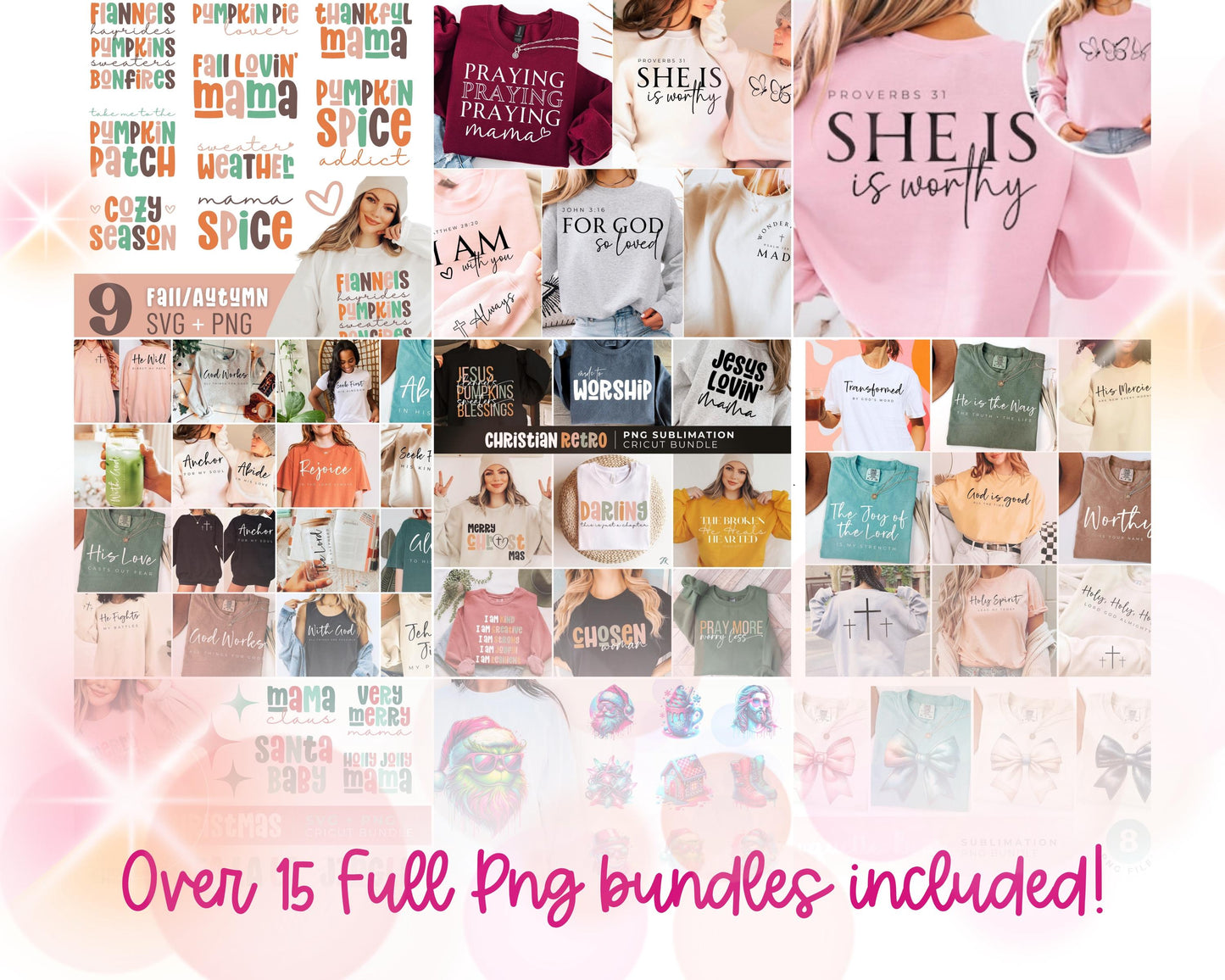 Sublimation Mega Bundle for 2025 | 3000+ Value | Christian, Mama, Boho, Seasonal, Motivational, Holiday PNGs | Commercial Use POD Allowed