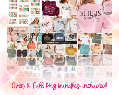 Sublimation Mega Bundle for 2025 | 3000+ Value | Christian, Mama, Boho, Seasonal, Motivational, Holiday PNGs | Commercial Use POD Allowed