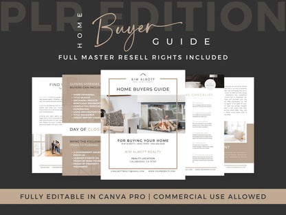 PLR Real Estate Buyer Seller Guide Bundle | Realtor Home Selling and Buying | Master Resell Rights | Editable Realtor Template | Canva Pro